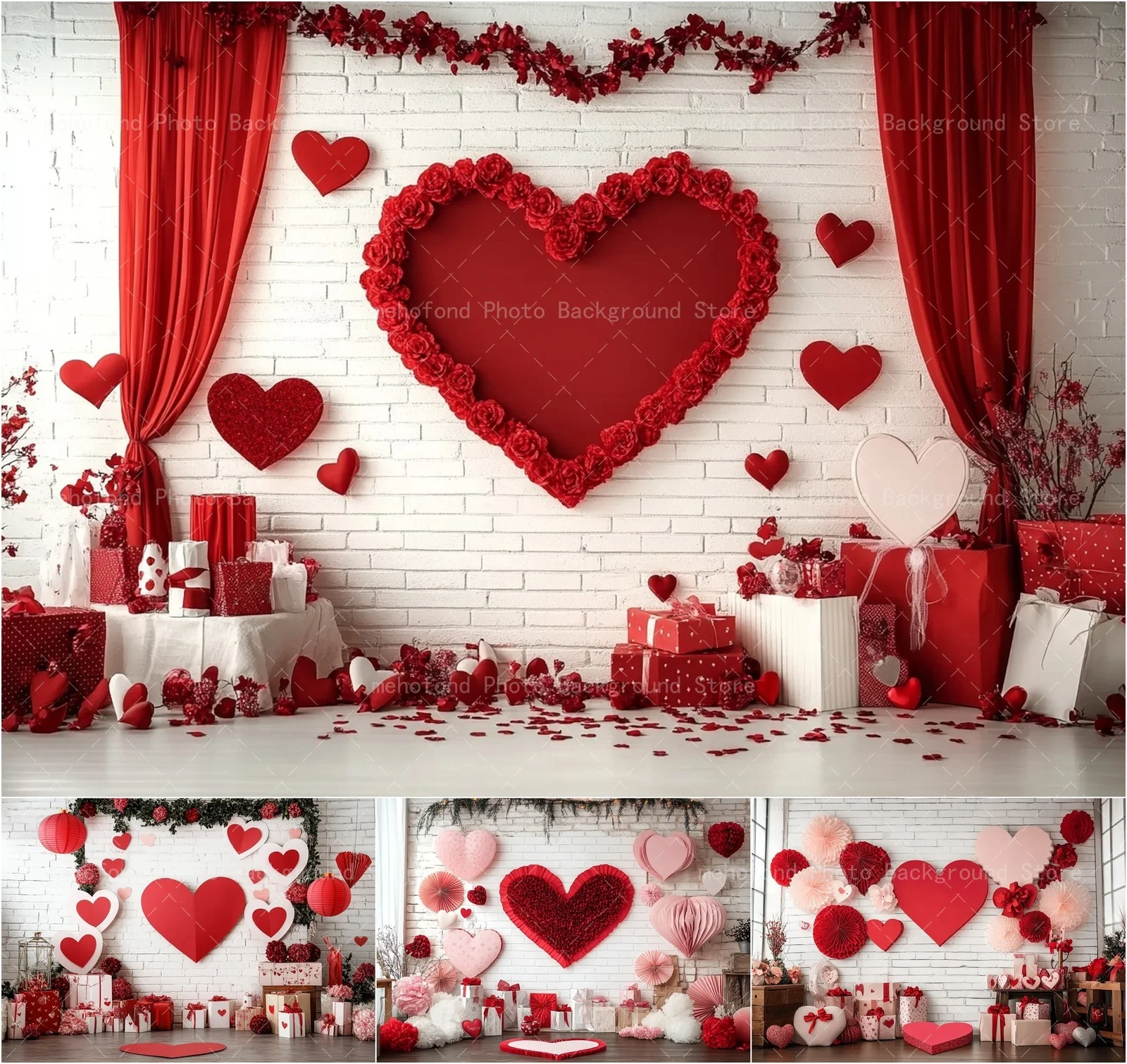 

Фон для фотосъемки Mehofond, романтический День святого Валентина, изысканный подарок, роза, белая стена, детский семейный портретный фон, декор
