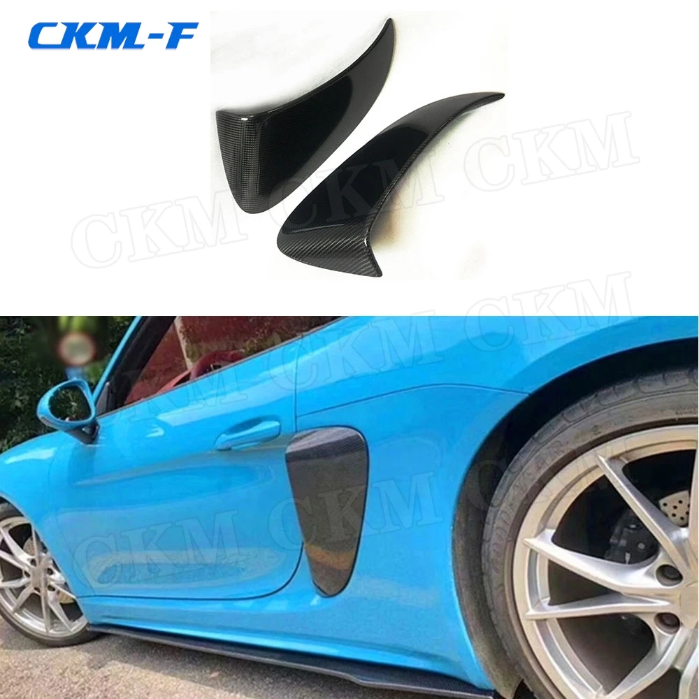 

Carbon Fiber Rear Side Air Vent Trims Fender Covers Caps Decoration for Porsche 718 Cayman Boxster Base S 2016-2019