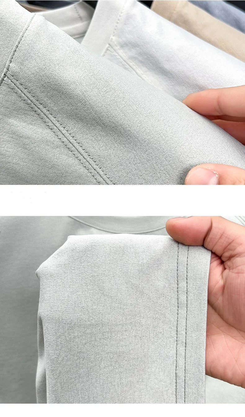Modisches Luxusmarken-T-Shirt für Herren mit Kurzarm, geprägten Buchstaben, neuem Stil, atmungsaktiv, sommerlich, lässig, Rundhalsausschnitt, einfarbig. – Detail 22