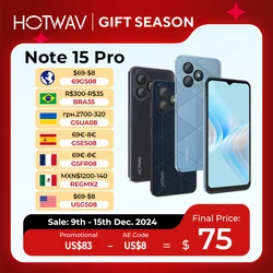 New HOTWAV Note 15 Pro Mobile Phone 6.6'' HD+ Android 14 12(4+8)GB+128GB Cellphone 13MP 5160mAh 8.9mm Ultra-Thin Smartphone