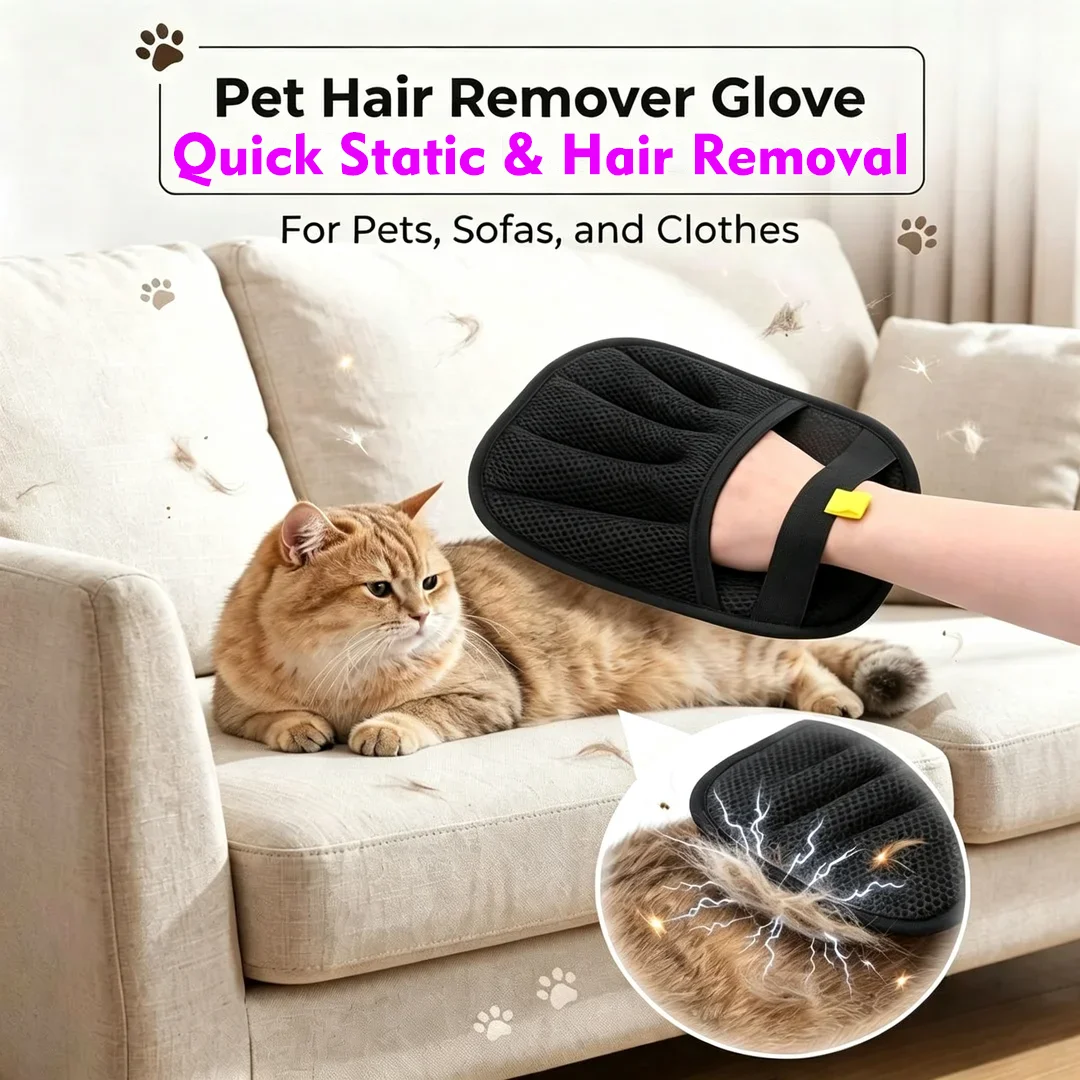 Pet Hair Removal Glove Electrostatic Deshedding Brush Supplies For Cat Dog Lint Fur Remover Reusable Grooming Cleaning Tool