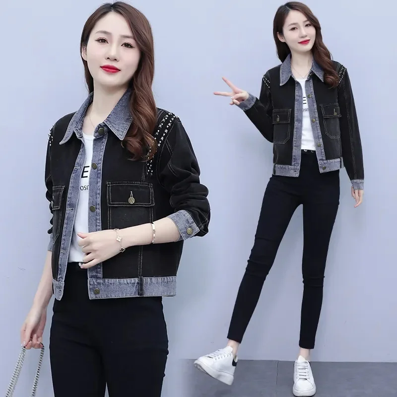 Spring Autumn Cowboy Jacket Women 2023New Korean Denim Coat Loose Slim Retro Overcoat Casual Fashion Jeans Outerwear Female Tops