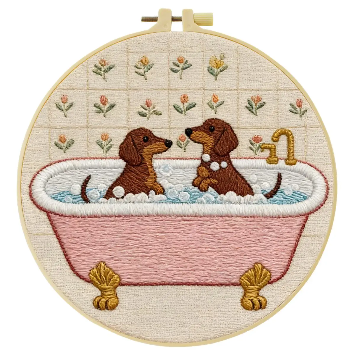 1 Stück 20X20CM/15X15CM 7,87/6,3 Zoll Tier - Hund Stickerei-Starter-Set DIY-Kit DIY-Stickerei-Set Handarbeits-Malerei – Detail 3