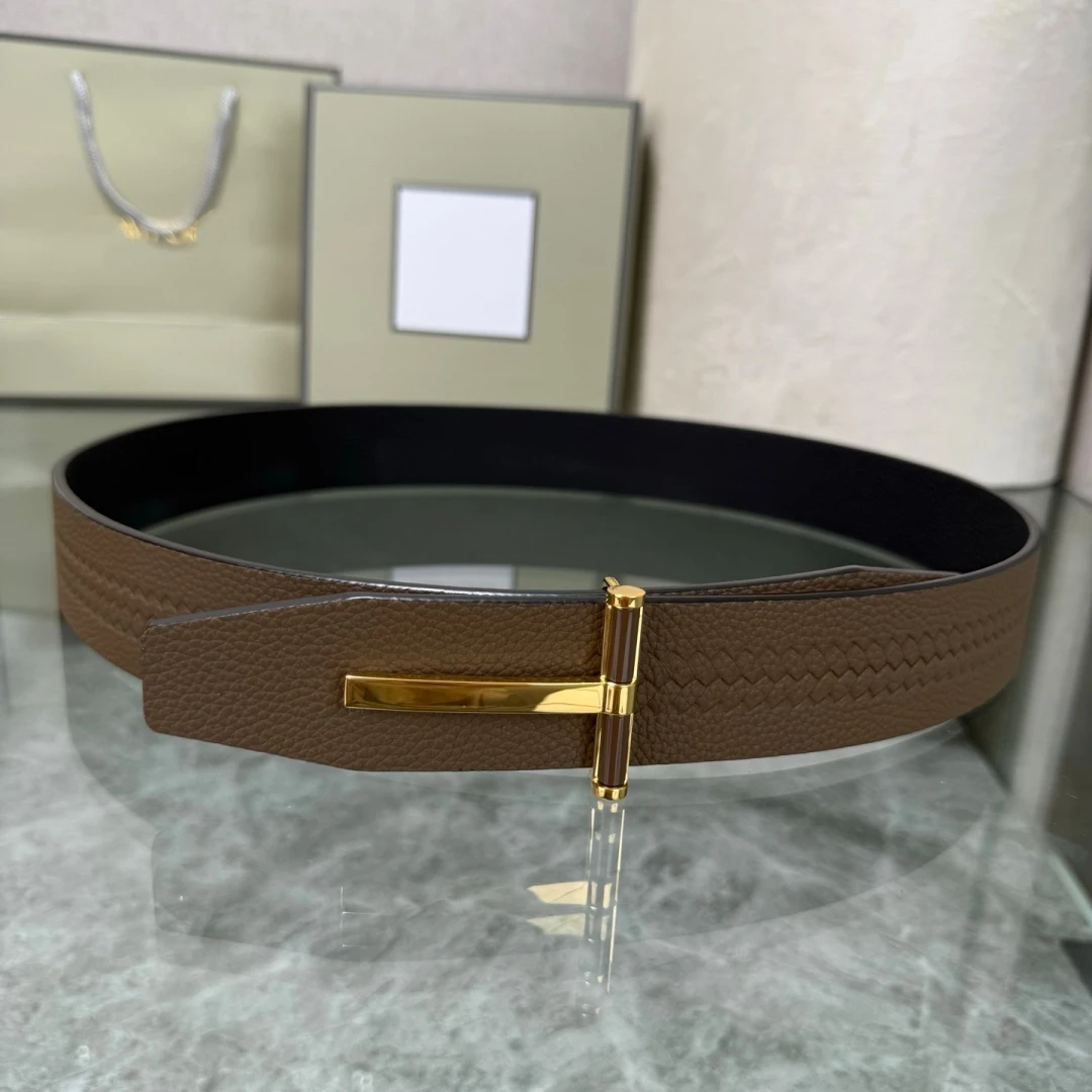2026 Top Luxury Designer Fashion Belts Business Brand T Buckle Belt Men High Quality Genuine Real Leather Jeans Waistband 3.8TF