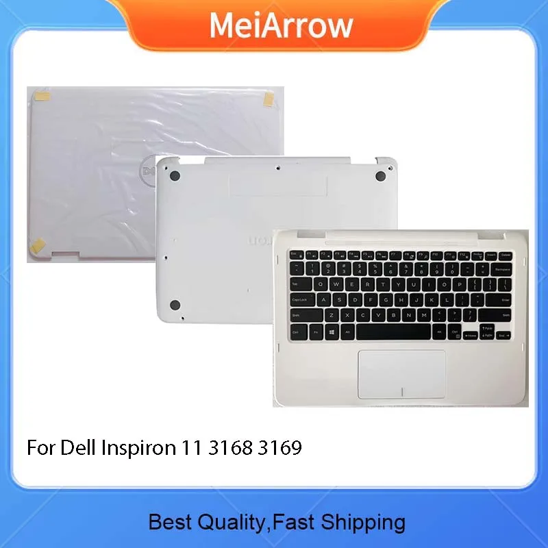 

New/org for DELL Inspiron 11 3000 3168 3169 series LCD back cover / palmrest US keyboard upper cover Touchpad/ Bottom case,White