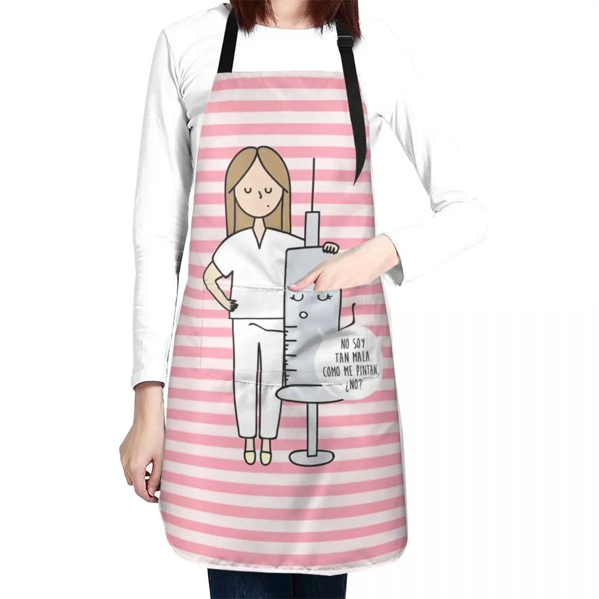 Adjustable Neck Strap Enfermera En Apuros Nurse Apron with 2 Pockets Stain Resistant Apron for Work for Women