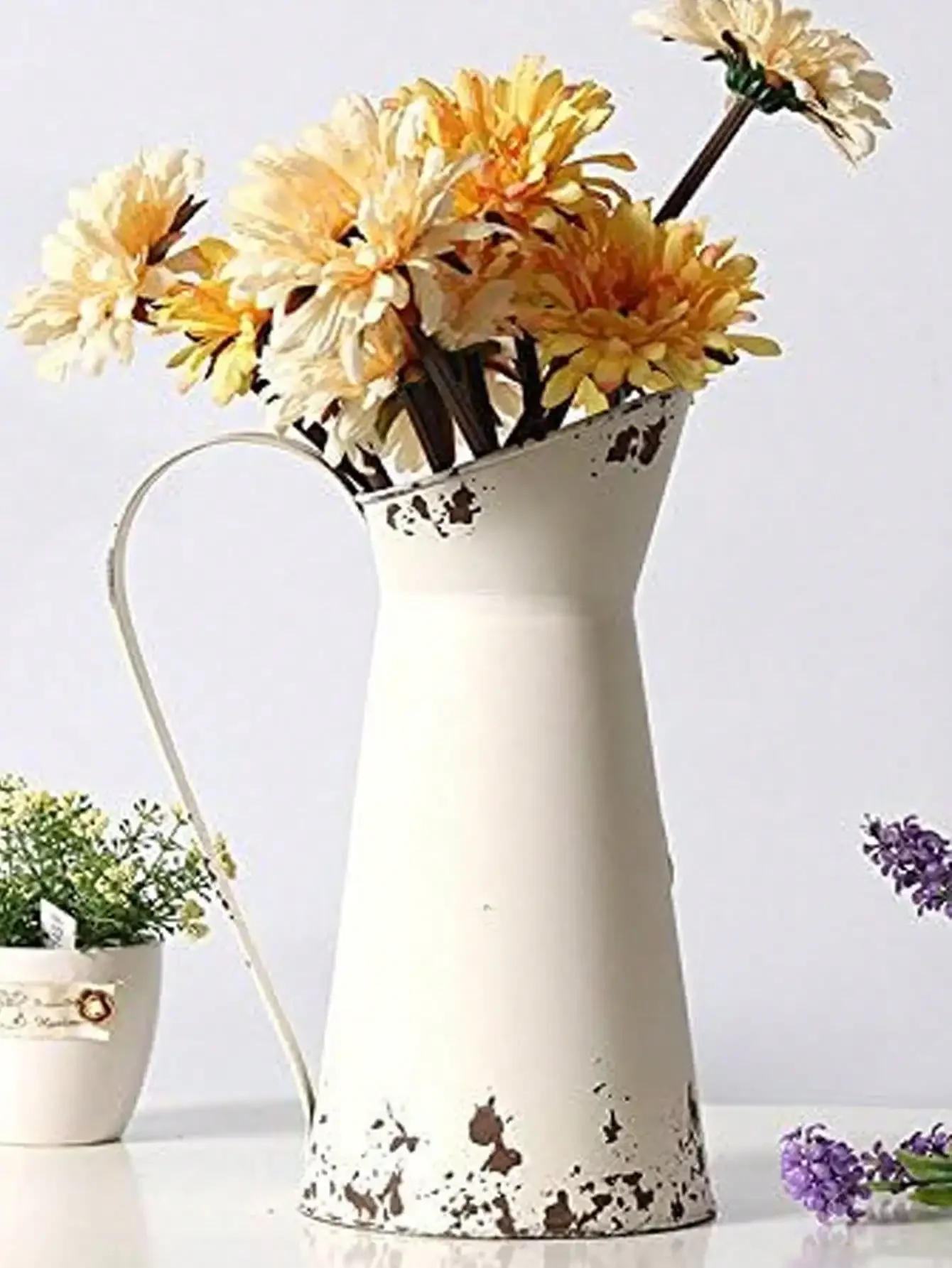 1 Pcs Rural Nostalgic and Unique Vase, Galvanized Vase in Farmhouse, Metal Milk Jar Vase, French Vintage Decorative Water Bottle