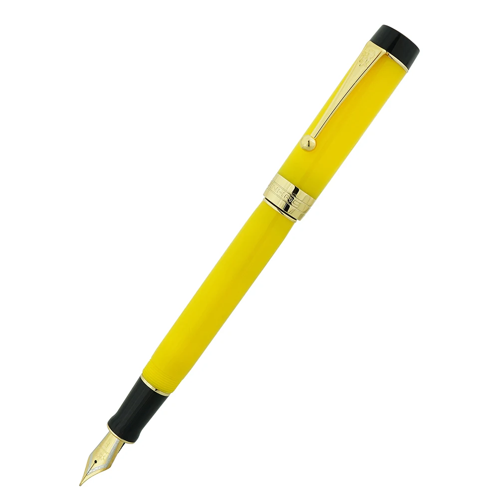 Jinhao 100 Centennial Yellow Resin Fountain Pen Iridium EF/F/M/Bent Nib with Converter Ink Pen Business Office School Gift Pen