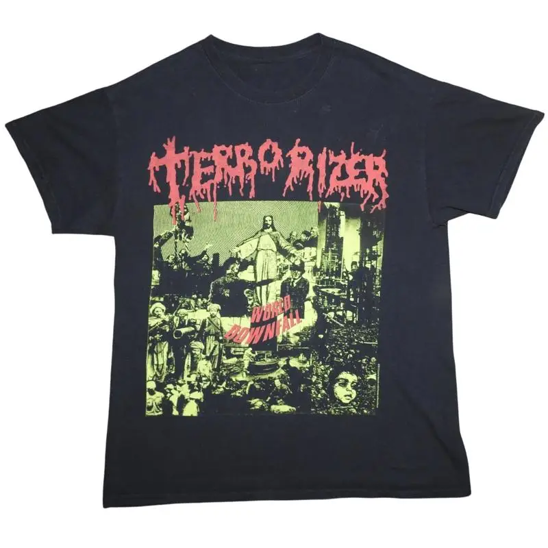 2012 فرقة الإرهاب العالم سقوط تي شيرت جولة سوداء حجم الموت المعدني المتوسط