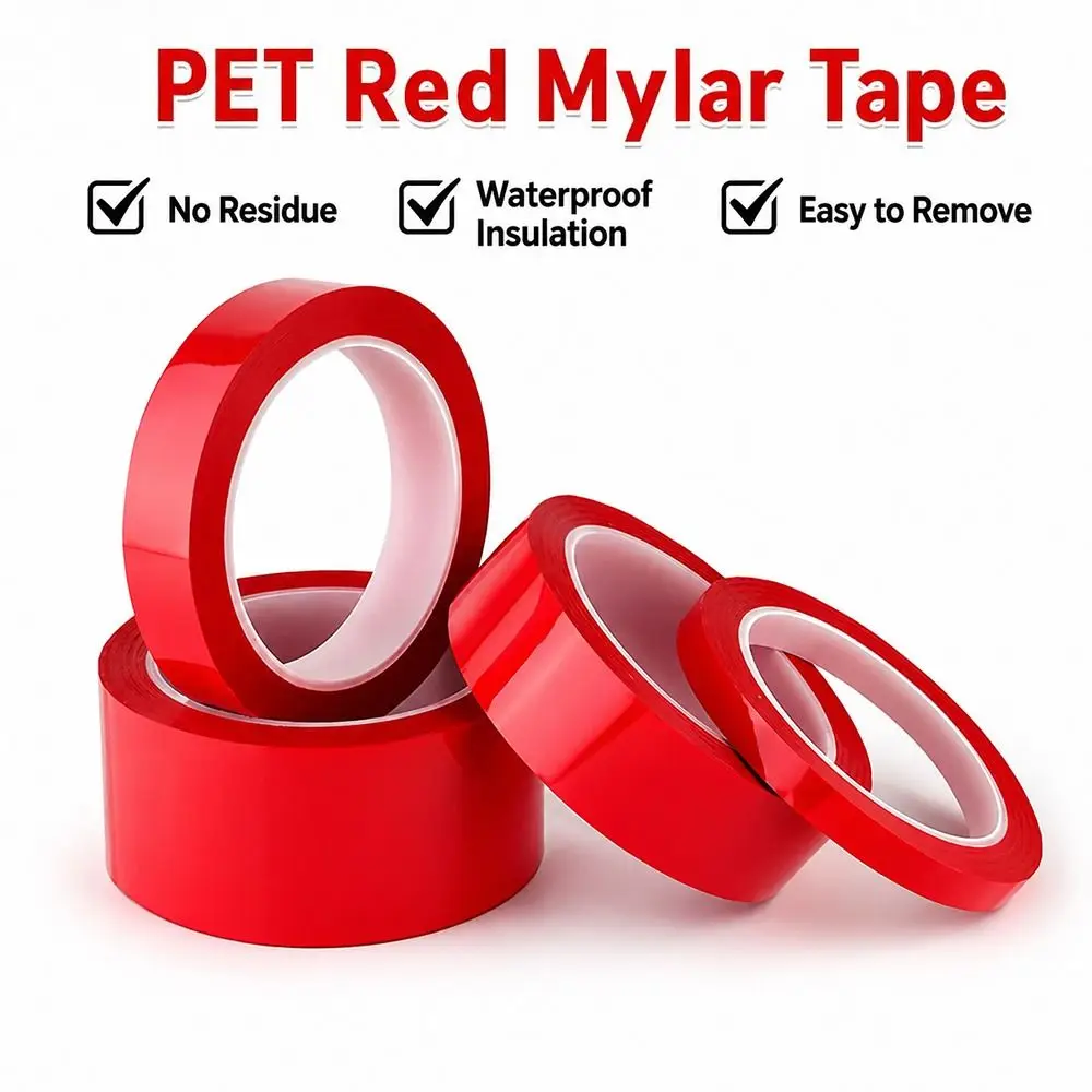 Strong Adhesive 3/5/8/10mm Width Marking Tape 66 Meters Red Adhesive Coded Tape Mylar Tape