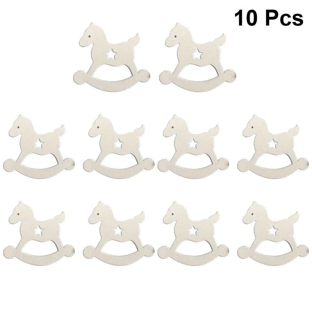 

10Pcs Wood Christmas Hanging Pendant Horse Shape Craft Decor for Indoor Party Tree Decoration Wooden Christmas Craft