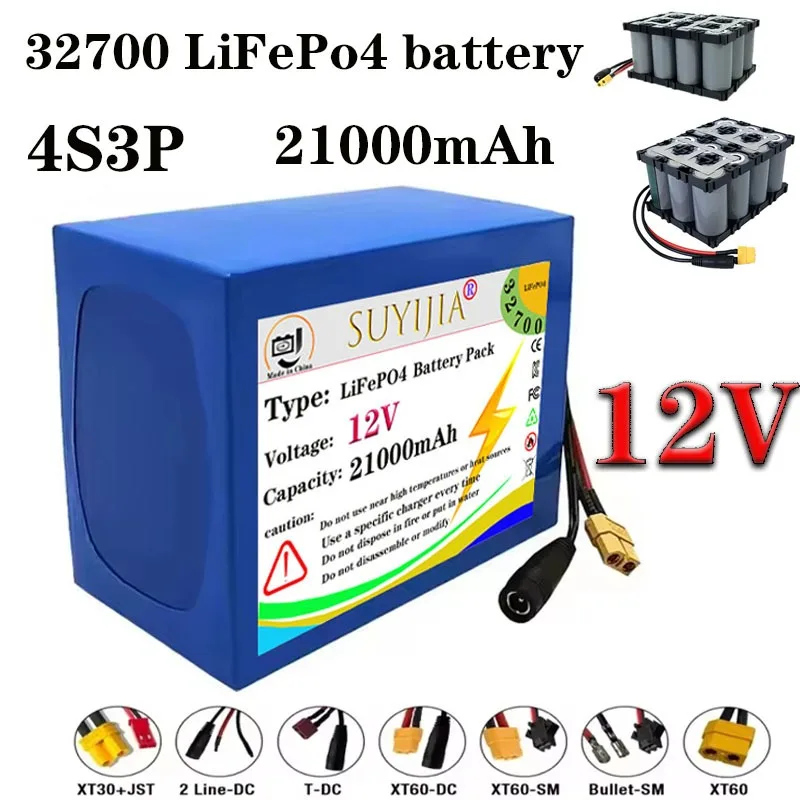 

32700Lifepo4 Аккумулятор 12 В 21000 мАч Сбалансированный BMS 40A Встроенный MAh 4S3P для электрических лодок и источника бесперебойного питания