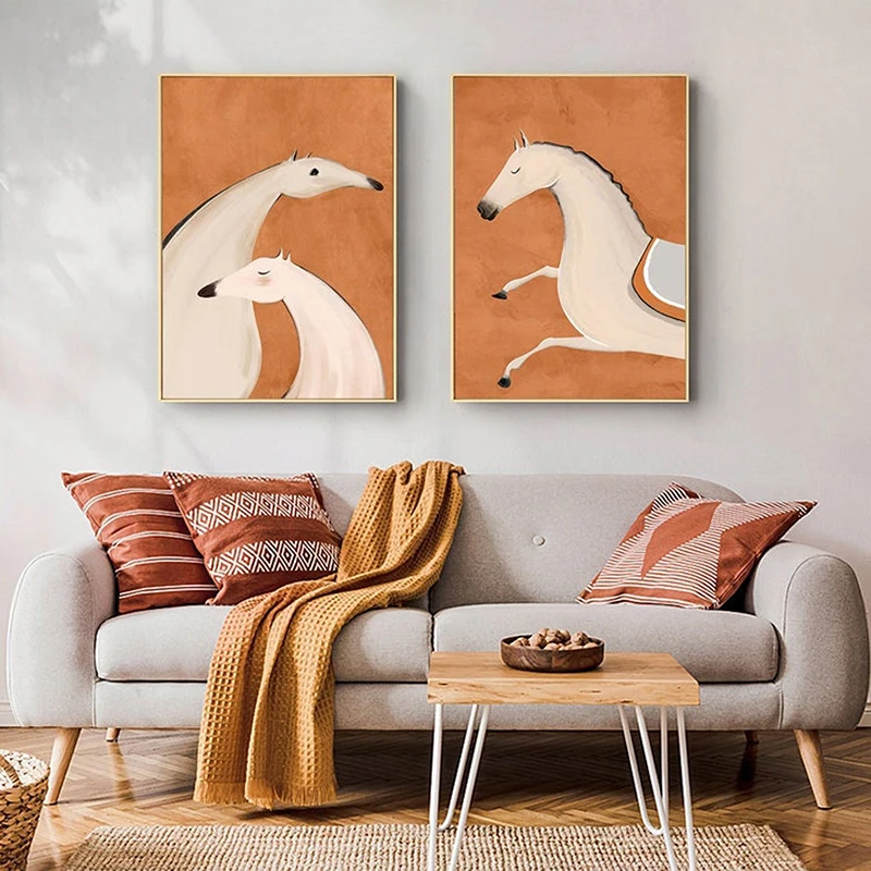 Abstract Horse Nordic Poster Canvas Prints Wall Art Painting for Living Room Decorative Modern Home Decor Sample Soft Decoration