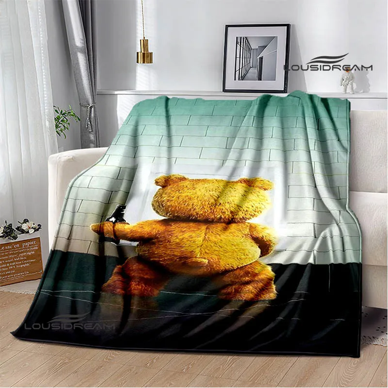 Cartoon Teddy bear Ted Printed blankets Warm Flannel blankets Soft and comfortable blanket bed linings Birthday Gift