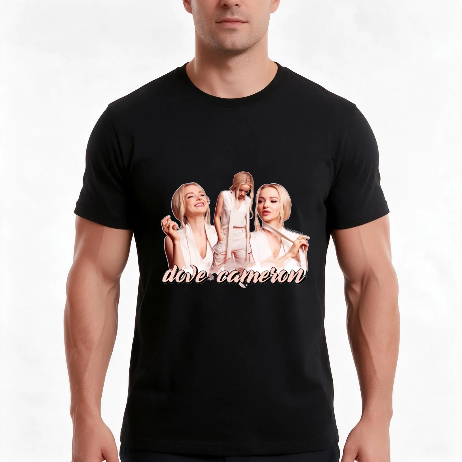 Dove Cameron T-Shirt, Summer Casual Cotton Tee, Oversized Streetwear Tops, Vintage Graphic Print, Loose Fit Short Sleeve