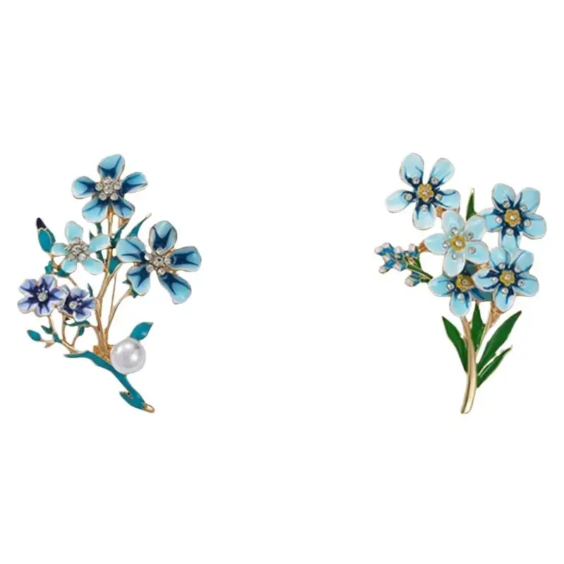 Elegante blaue Blumen-Broschen für Damen und Herren, 2 Designs, Emaille, Blumenmotive, für Partys, Büro, als Geschenk. – Detail 6