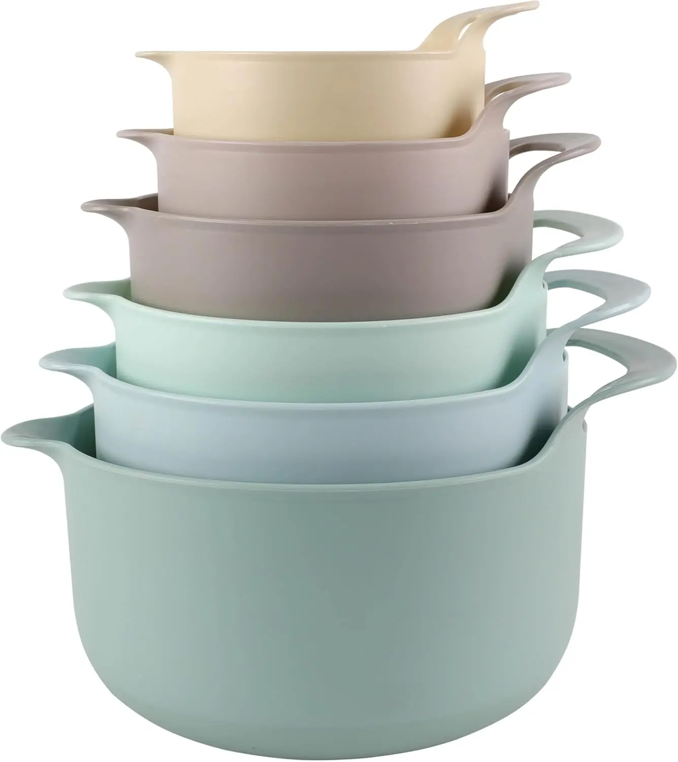 

6-Piece Nesting Mixing Bowl Set with Pour Spouts, Non-Slip, Mint