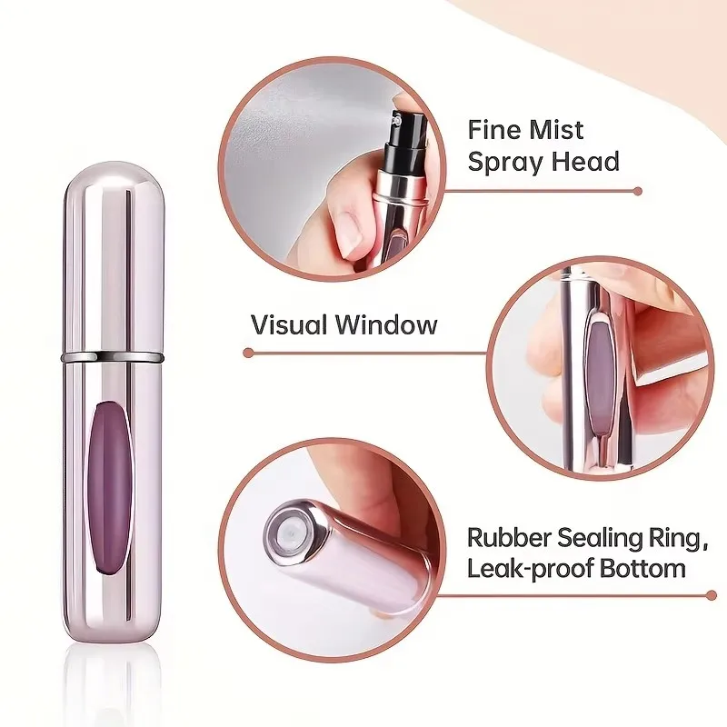 Picture 3: 5 Pieces of 5ml Refillable Mini Perfume Atomizers, Aluminum Perfume Bottles, Portable Perfume Spray Bottles, Travel Perfume Mini Bottles