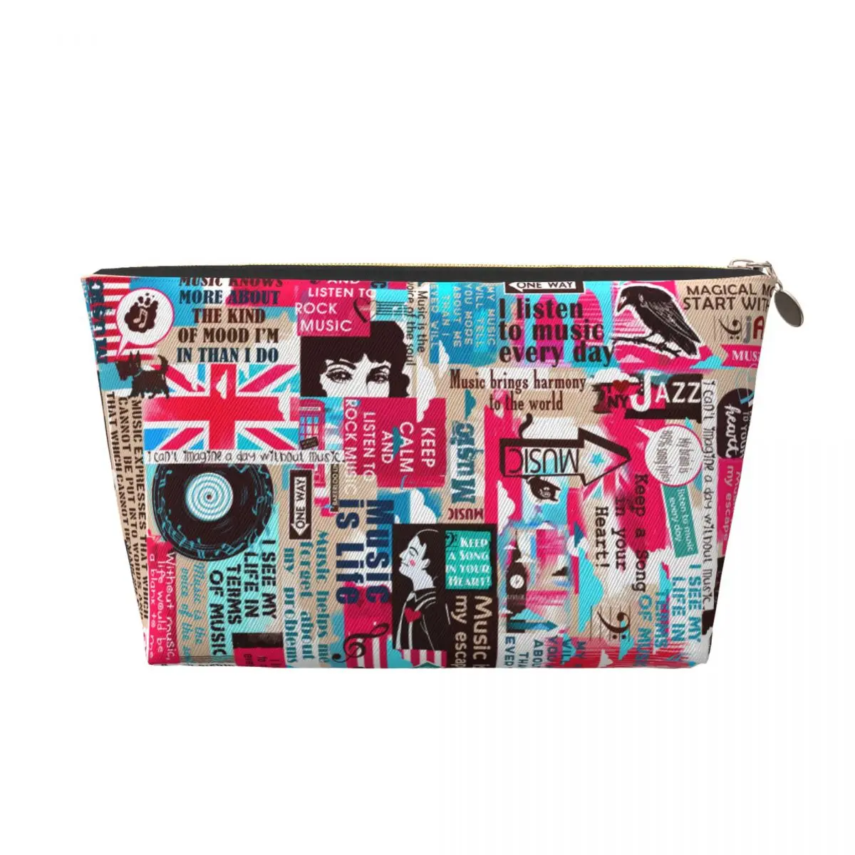 Custom Retro Uk London British Collage Travel Cosmetic Bag Women Makeup Toiletry Organizer Ladies Beauty Storage Dopp Kit