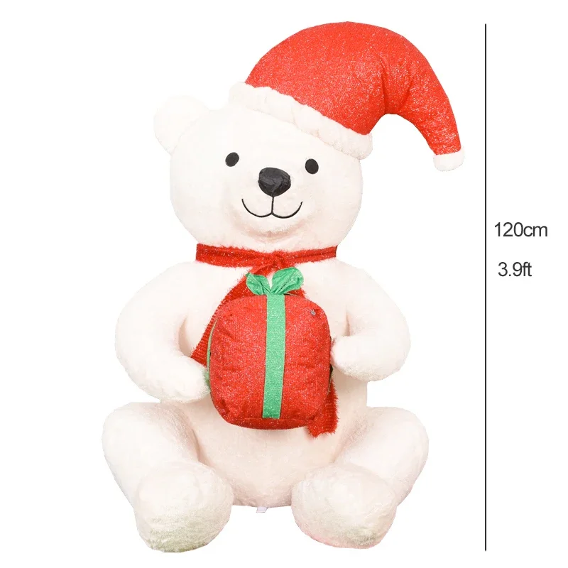 New Christmas Outdoor Decoration Inflatable Polar Cute Plush Bear LED Light For Xmas Yard Garden Decor