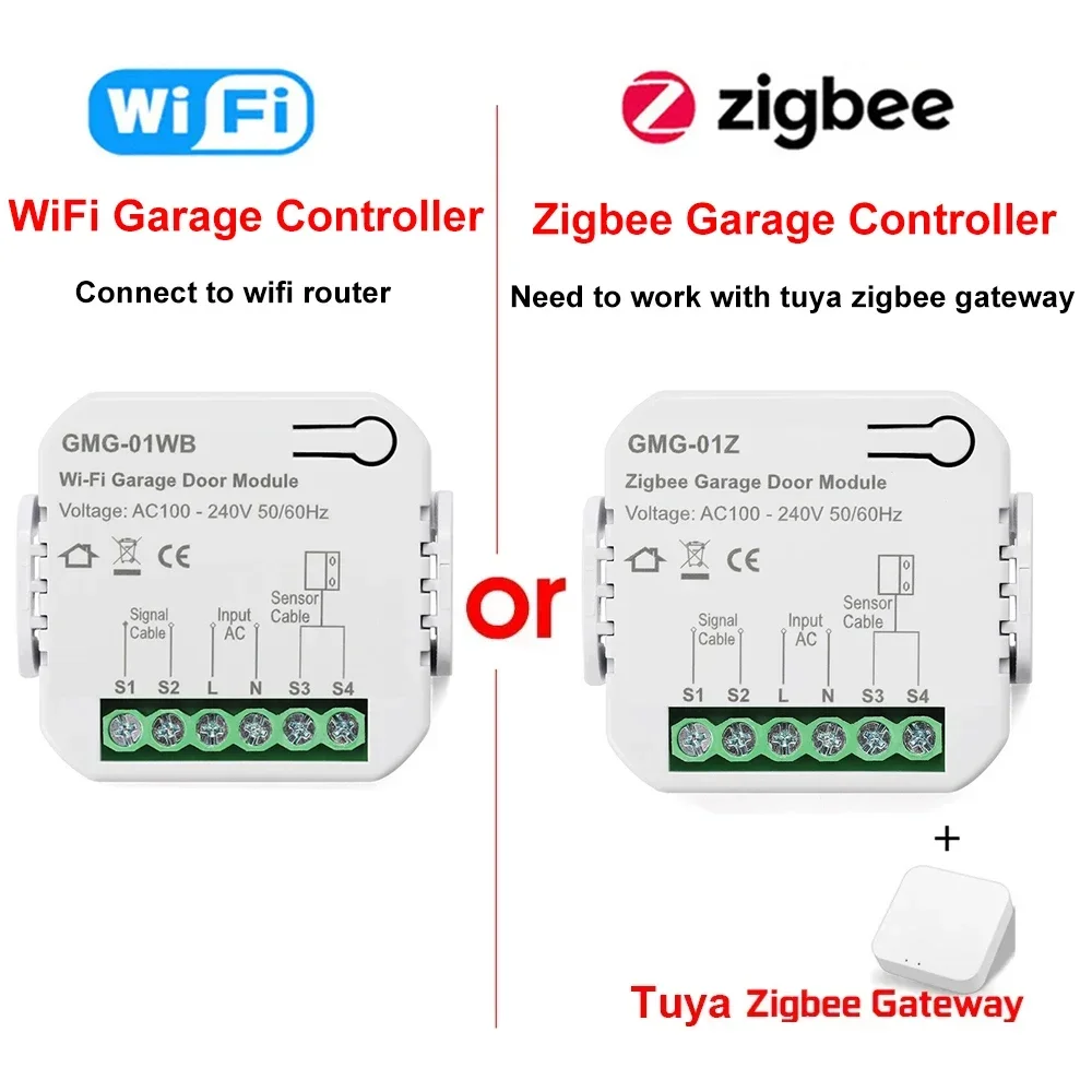 Tuya inteligente controlador de garagem abridor wifi zigbee universal módulo interruptor controle da porta da garagem controle voz para alexa google casa