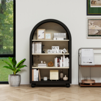 Modern Arched Design 4 Tiers Bookcase Living Room Bookshelf 120cm Wooden Storage Shelving Unit for Study Office 70.5x30x116cm
