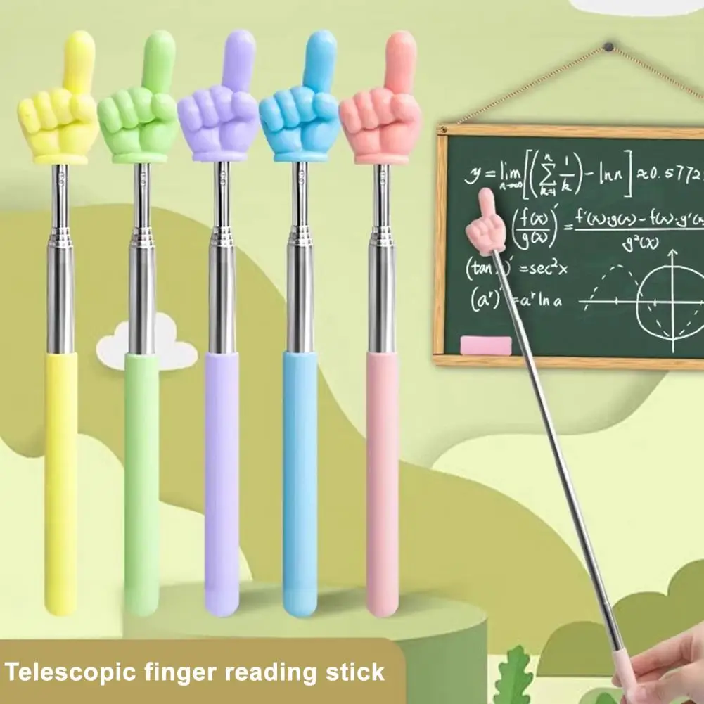 Ponteiro telescópico para professores, 21.5-68cm, vara de dedo extensível, varinha guia portátil para apresentação escolar, material de ensino