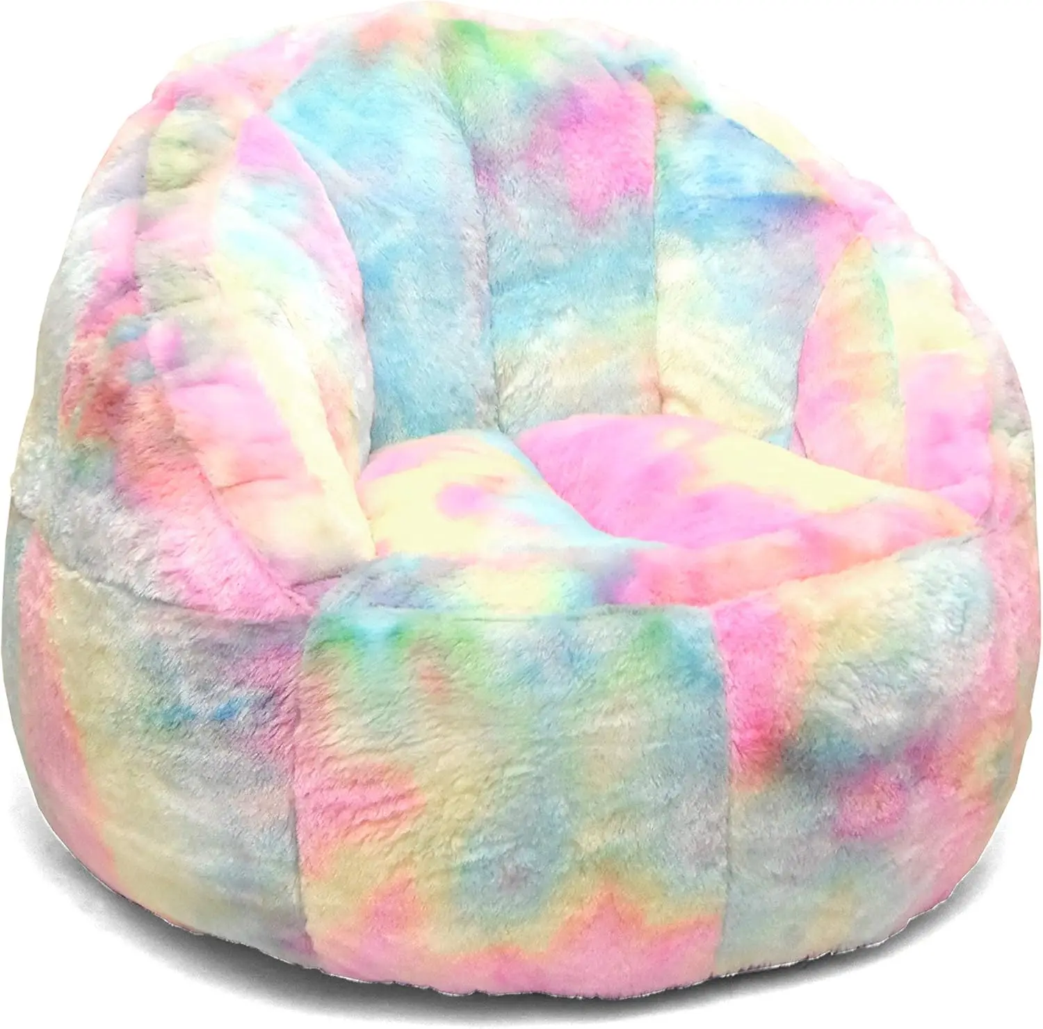 

Large Rainbow Fur Kids Bean Bag Chair - Soft Plush Comfortable Seating for Playroom Bedroom Gaming