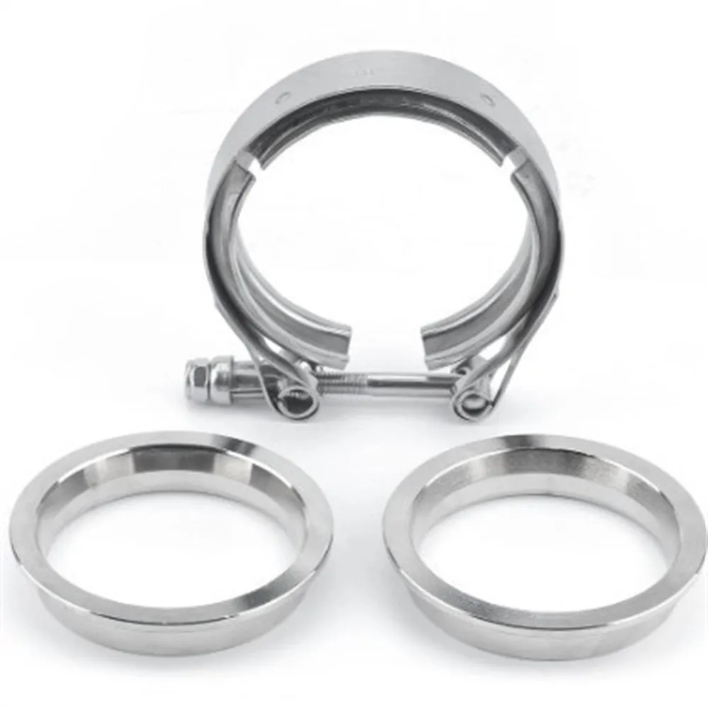 304 Stainless Steel V Band Clamp Kit Male Female Flange, Quick Release Exhaust Pipe Connector for Turbo Downpipe