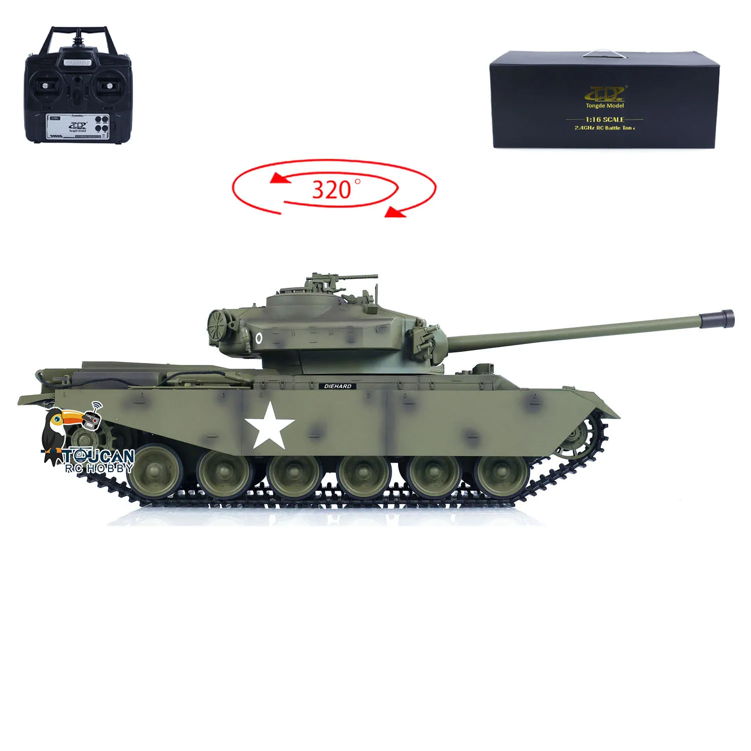 1/16 Tongde RC Tank Panzer RC Sistema de Batalha Infravermelho Unidade BB Tanque Centurion MK5 Elétrico Pronto para Correr Brinquedo Modelo Presentes TH23297