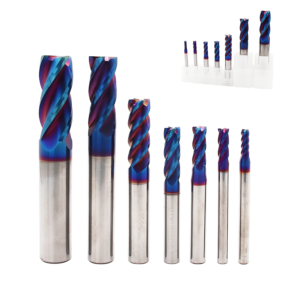 HRC50 55 65 4 Flutes Tungsten Carbide Steel Endmills Cutting Tool End Mill Milling Cutter Alloy Coating CNC Machining