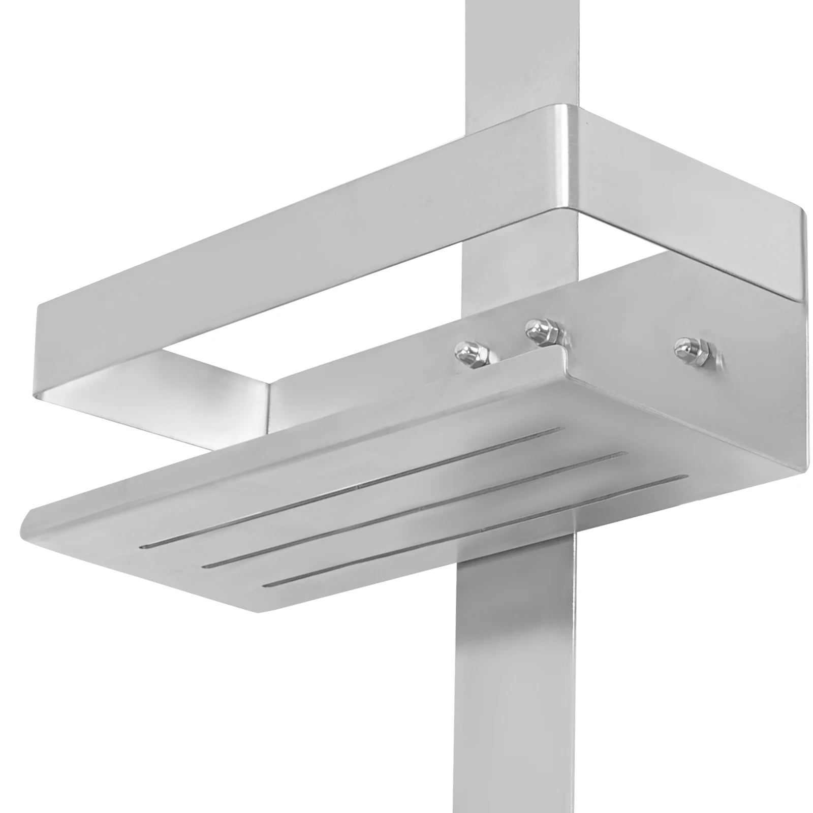 304 Edelstahl 2-stufiges Badezimmerregal, hängender Duschorganizer mit 15 kg Tragkraft, rostfreies, platzsparendes Aufbewahrungsregal für Badezimmer und Küche (Silber) – Detail 11