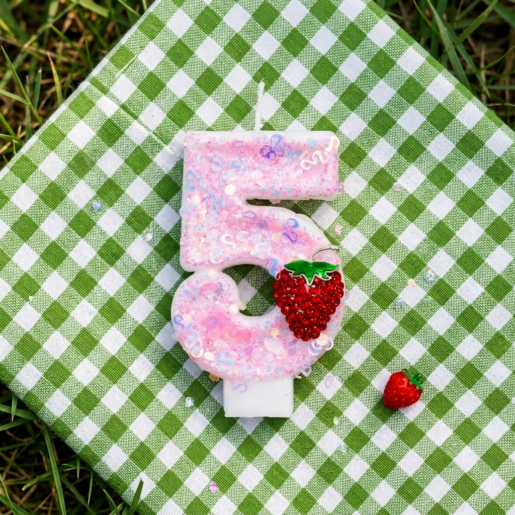 Strawberry Candle Birthday Beeswax Honey Candles on The Cake Strawberries Decoration Birthday Candle for 1 Year Girl