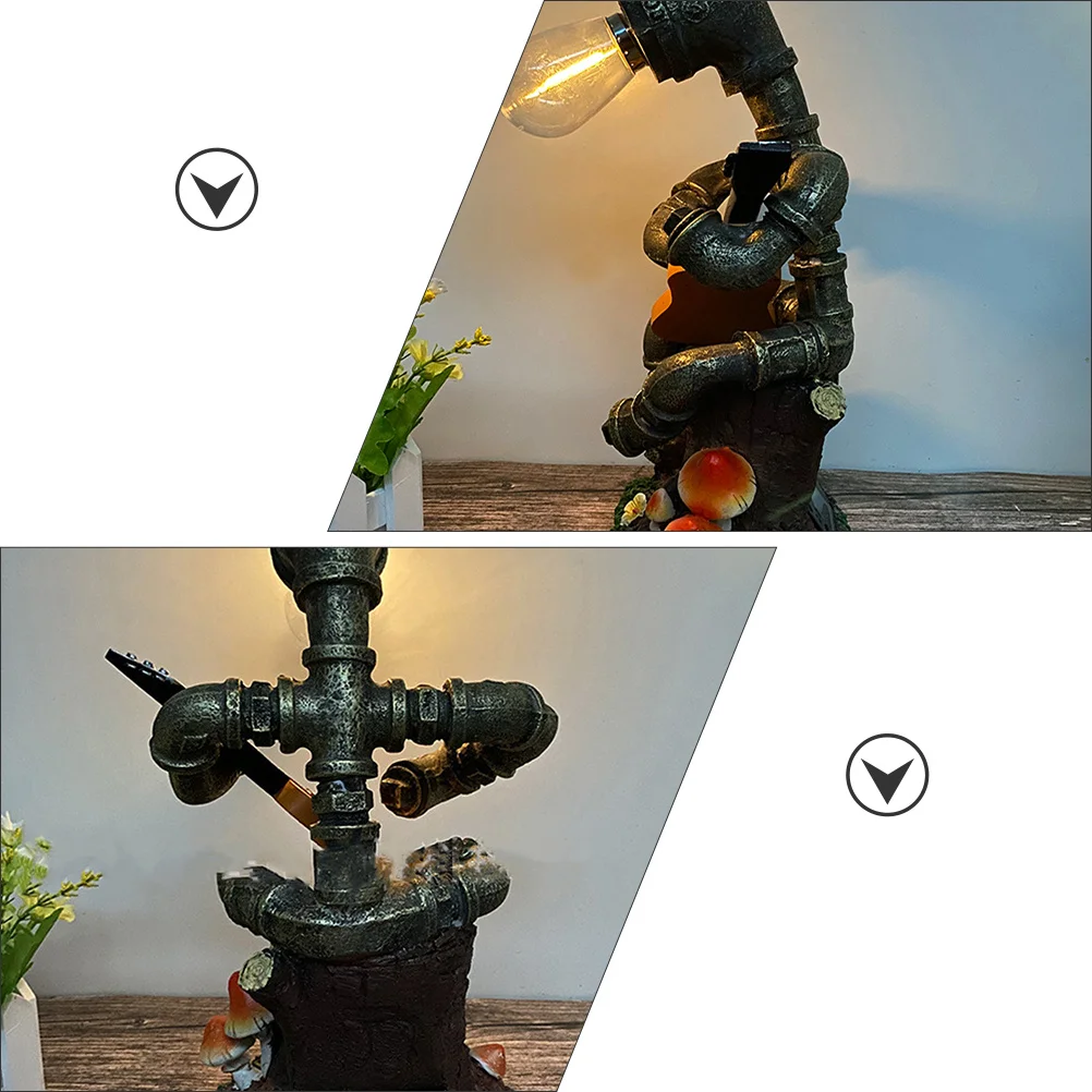 

1Pcs Vintage Iron Pipe Robot Solar Lamp Creative Resin Garden Decor Outdoor Courtyard Lawn Decorative Robot Statue Light