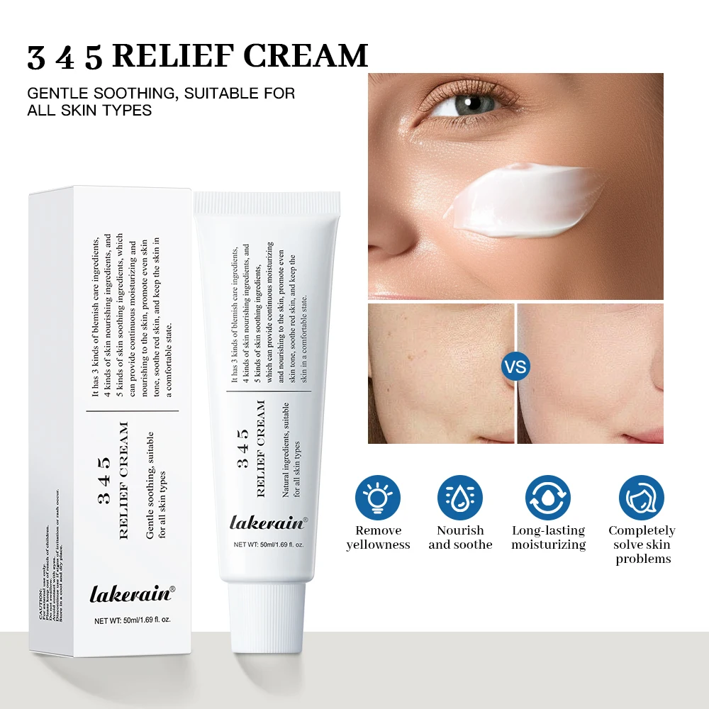 345 Relief Cream Comprehensive solution to skin problems Anti-sugar and antioxidant  Address Blemishes Nourish Long lasting mois