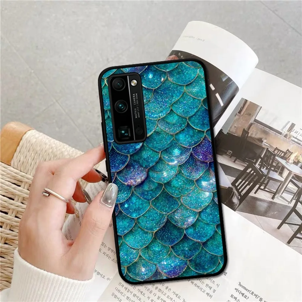 Mermaid Fish Scales Picture Phone Case For Huawei Honor 10 lite 9 20 7A 9X 30 50 60 70 pro plus Soft Silicone Cover