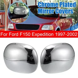 For Ford F150 Expedition 1997-2002 Car Sticker Rearview Side Mirror Cover Wing Cap Exterior Door Rear View Case Trim Silver ABS