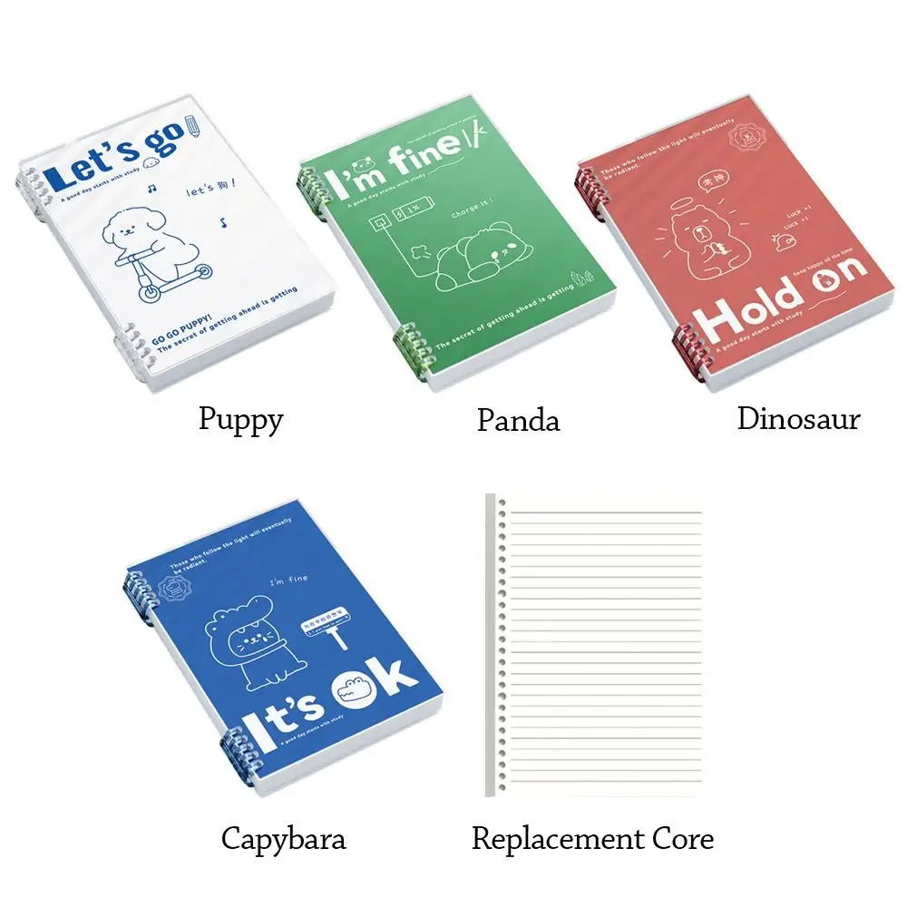 A5/B5 Loose-leaf Notebook Loose-leaf 60 Sheets/120 Pages Binder Notebook Puppy/Panda/Dinosaur/Capybara Horizontal Line