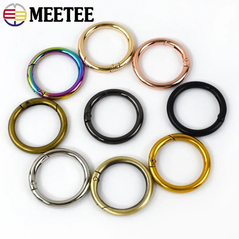 10Pcs 16/20/25/32/38mm Metal O Ring Buckles Spring Clasp For Handbag Strap Webbing Adjuster Hooks DIY Bag Hardware Accessories