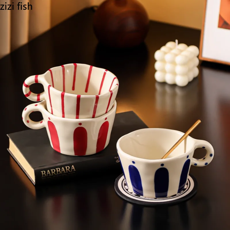 Linear Ceramics Breakfast Cup Couple's Water Cup Coffee Cups Salad Oat Yogurt Cups Milk Mug Afternoon Tea Mug Juice Mugs