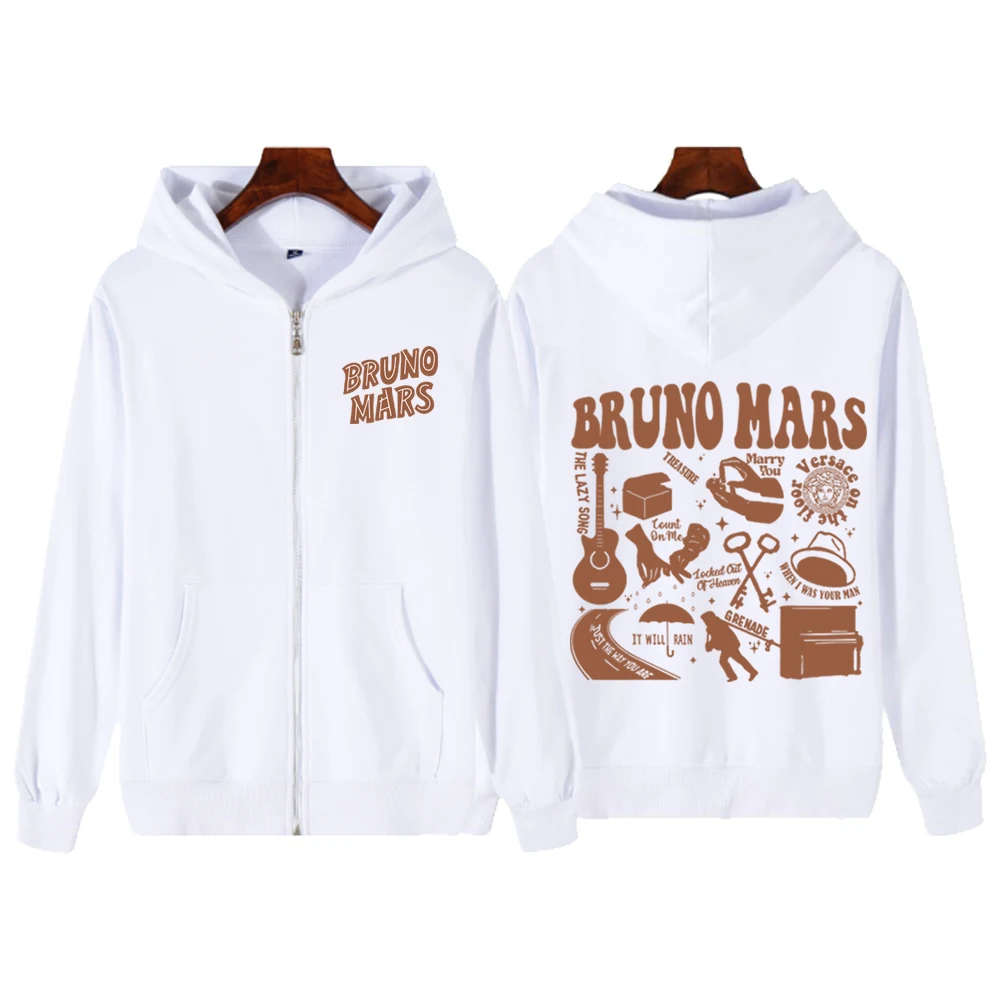 Bruno Mars 24k Magic Zipper Hoodie Harajuku Pullover Tops Sweatshirt Streetwear Jacket Zip Up Hoodie