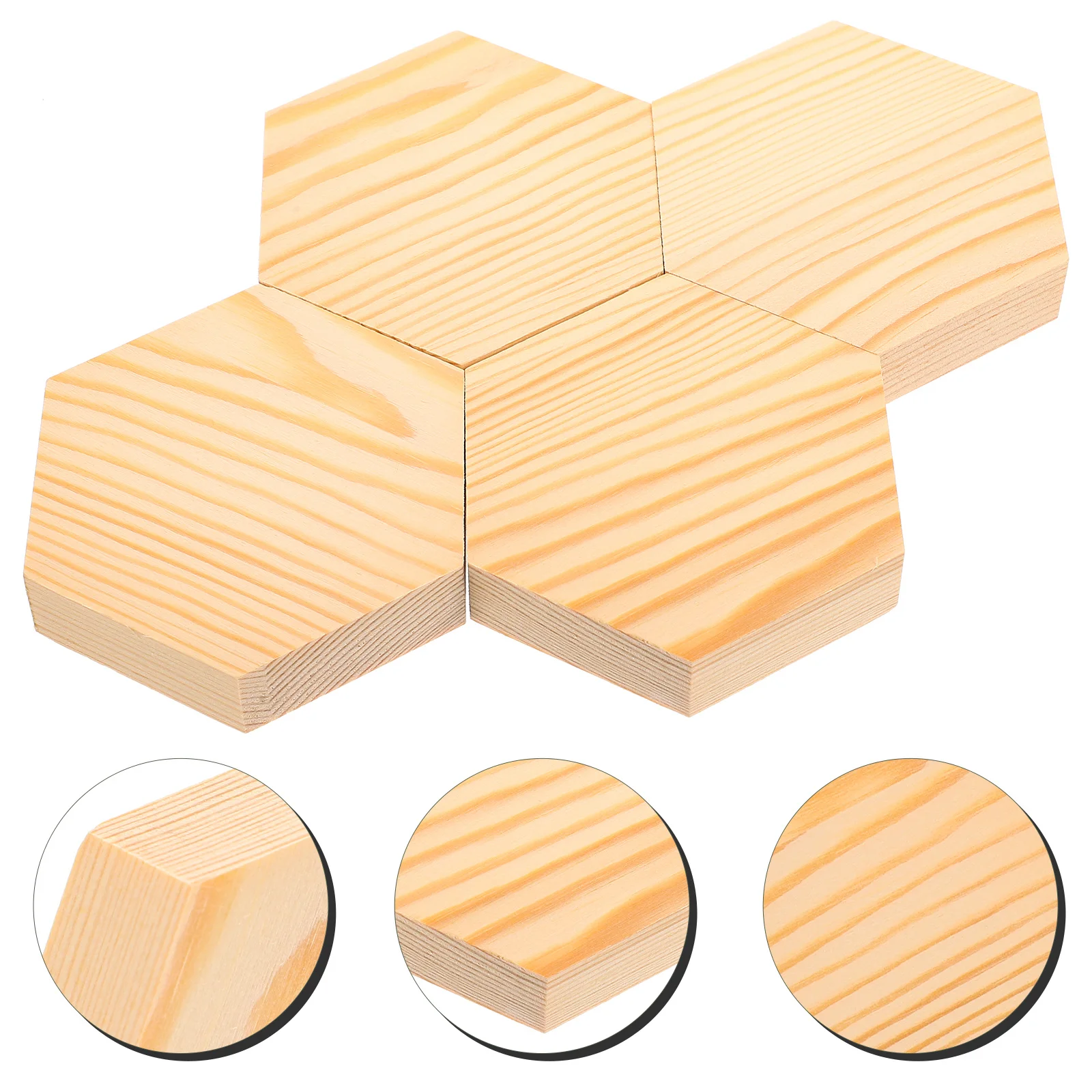 

4Pcs Hexagon Wood Slices Unfinished DIY Wooden Pieces Blank Wood Chip for Crafting Home Decoration Wooden Slices