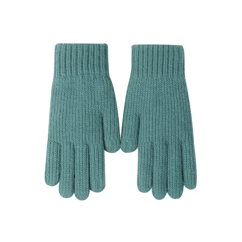 Guantes de invierno con pantalla táctil para mujer, guantes elásticos de punto, gruesos, cálidos, de dedo completo, para esquiar al aire libre