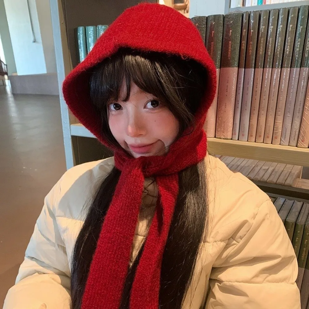 

Fashion Winter Balaclavas Cap Warm Windproof Knitted Hooded Hat Thick Ski Neck Collar Scarf Cap Outdoor