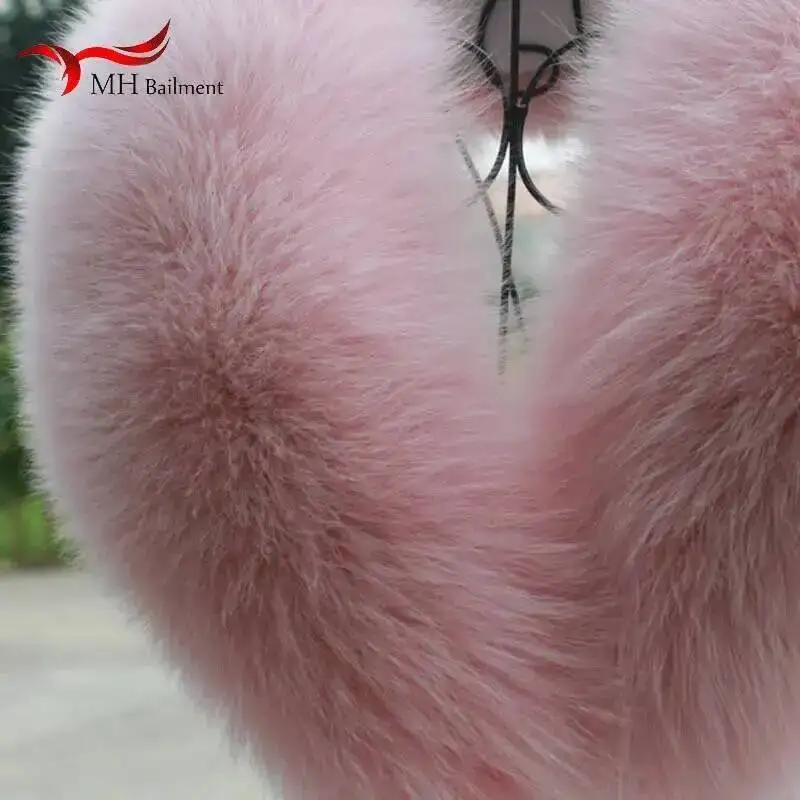 Winter Real Fox Fur Collar 100% Genuine Natural Pink Scarf Scarves Women Large Size Wraps Neck Warmer Luxury Furry Shawl Female - view 4