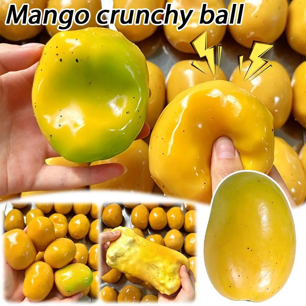 Handmade Crispy Mango Stress Ball Squeeze Toy Color-Changing Mango Squishy Fidget Ball ASMR Sensory Stress Relief Toy ﻿