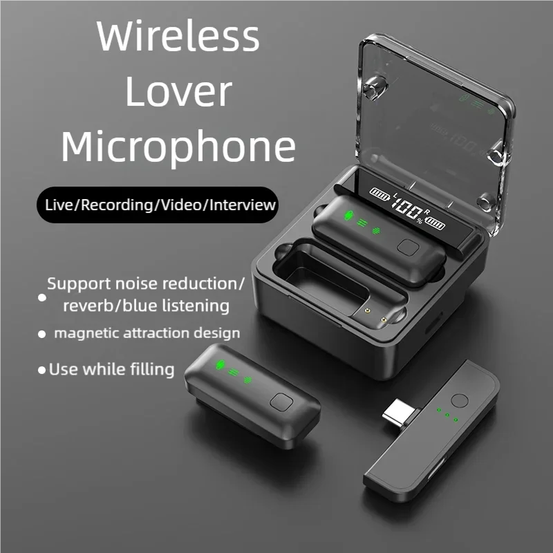 New Wireless Lavalier Radio Recording Microphone AI Noise Reduction Mini MIC For Mobile Phone Tablet Laptop Live Streams Outdoor