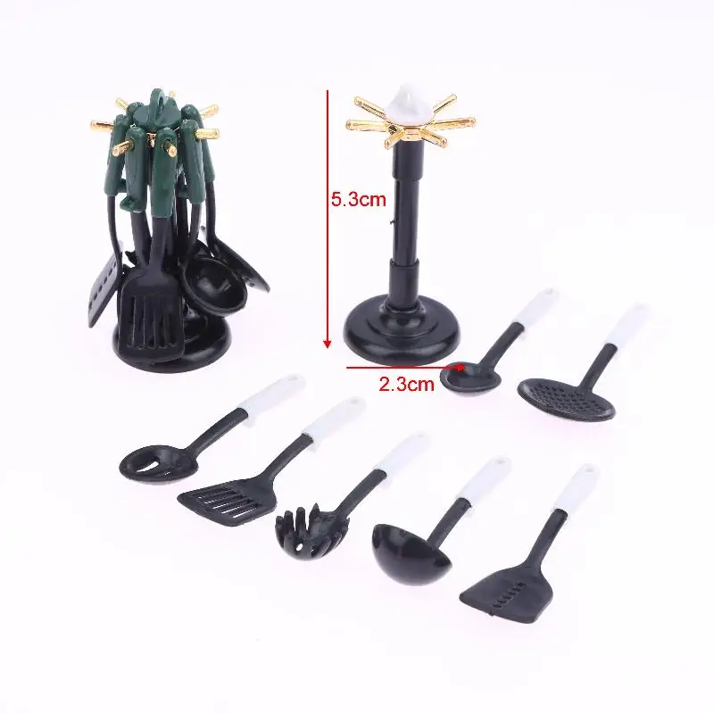 Accessori in miniatura per casa delle bambole Mini pala Cucchiaio da zuppa con supporto Simulazione Mobili Utensili da cucina per la decorazione
