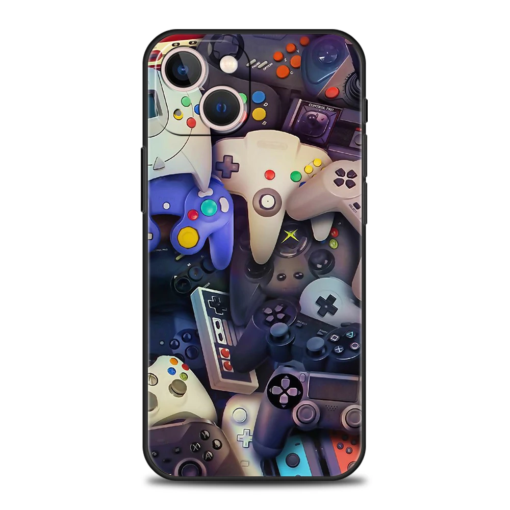 Game-Controller-Grafik-Handyhülle für iPhone 16 15 14 13 12 Pro Max 11 Pro Max 7 8 Plus XS XR, stoßfeste Silikon-Softshell – Detail 1