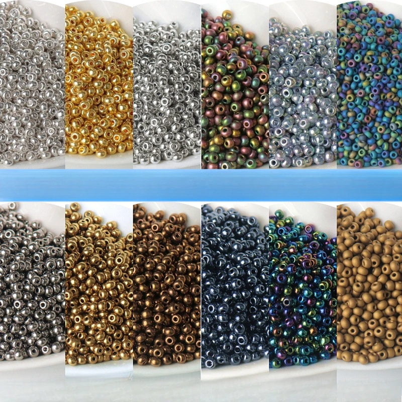 

Electroplated Gold/Silver/Copper 2-4mm Glass Beads DIY Jewelry Making Kit for Boho Accessories Unisex Handmade Beads
